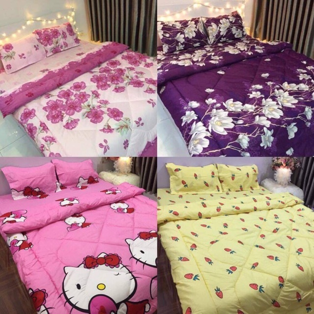 Sale Trọn Bộ Chăn Phao Ga Gối Cottong Poly 5 món y hình được chọn mẫu đẹp mê ly | BigBuy360 - bigbuy360.vn