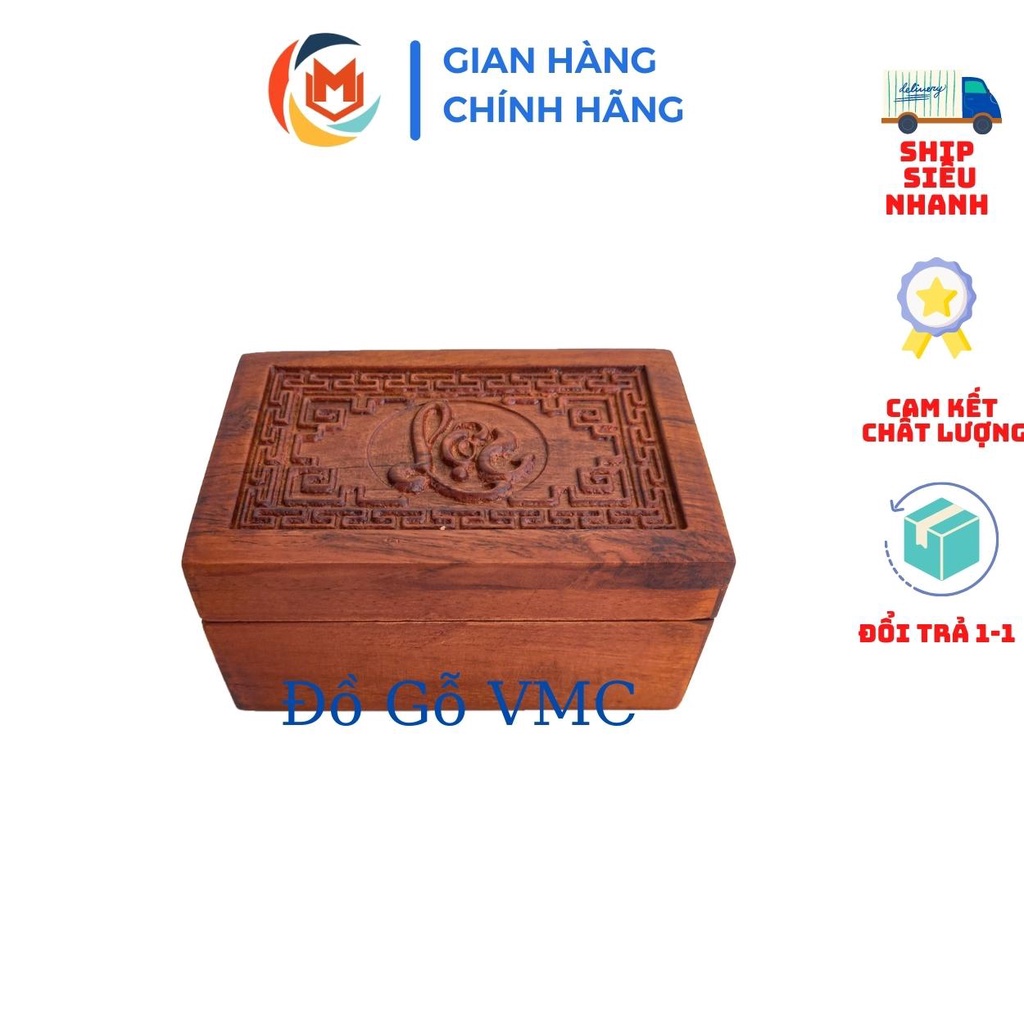 Hộp đựng thuốc lào chất liệu gỗ hương cao cấp, sang trọng