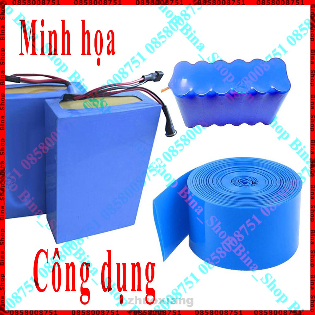 [1 mét] Màng co nhiệt pin 3S 18650 70mm xanh lá/xanh dương/đen