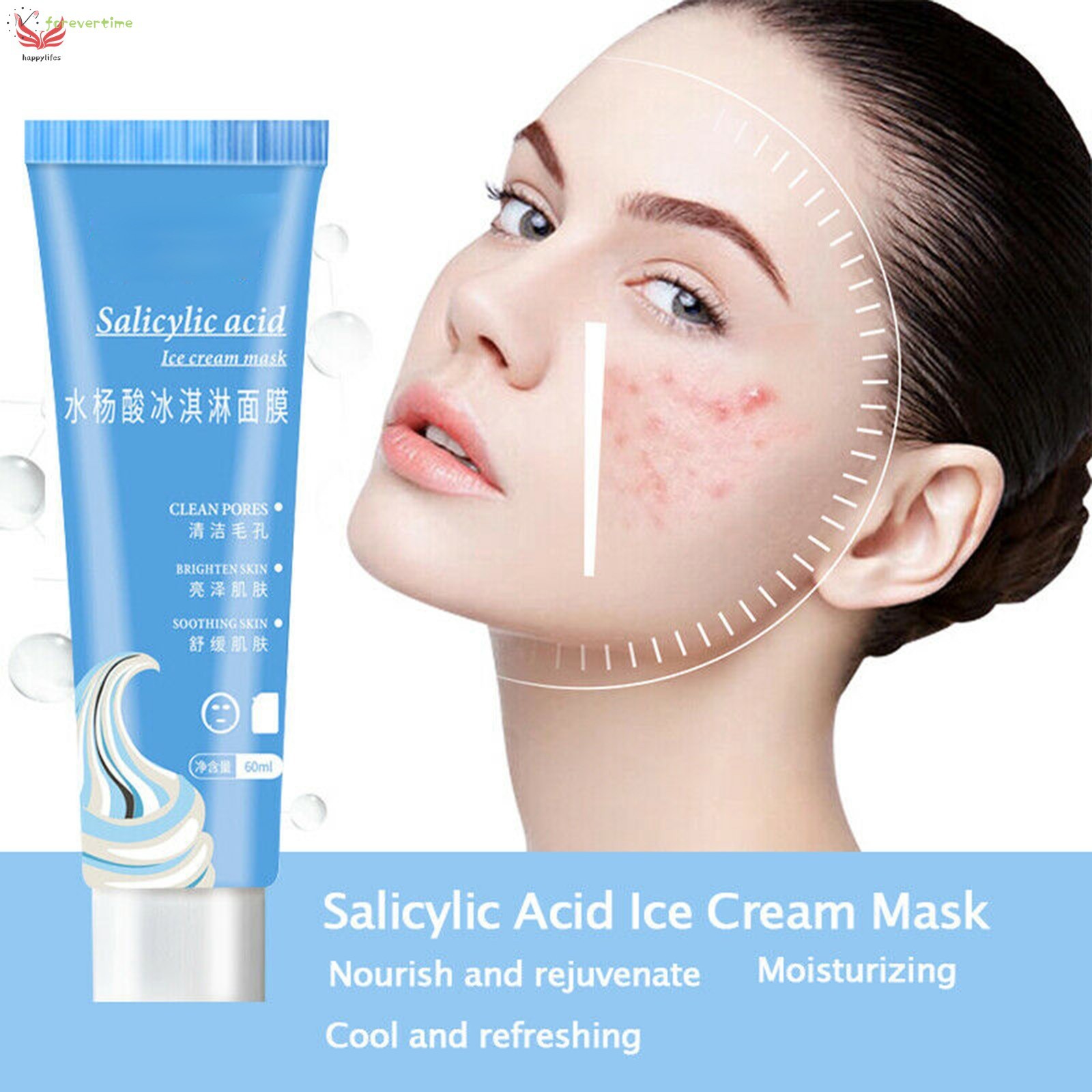 Ready Stock Mặt Nạ Dạng Kem Chứa Axit Salicylic Giúp Cải Thiện Da Mụn Đầu Đen Và Dưỡng Ẩm