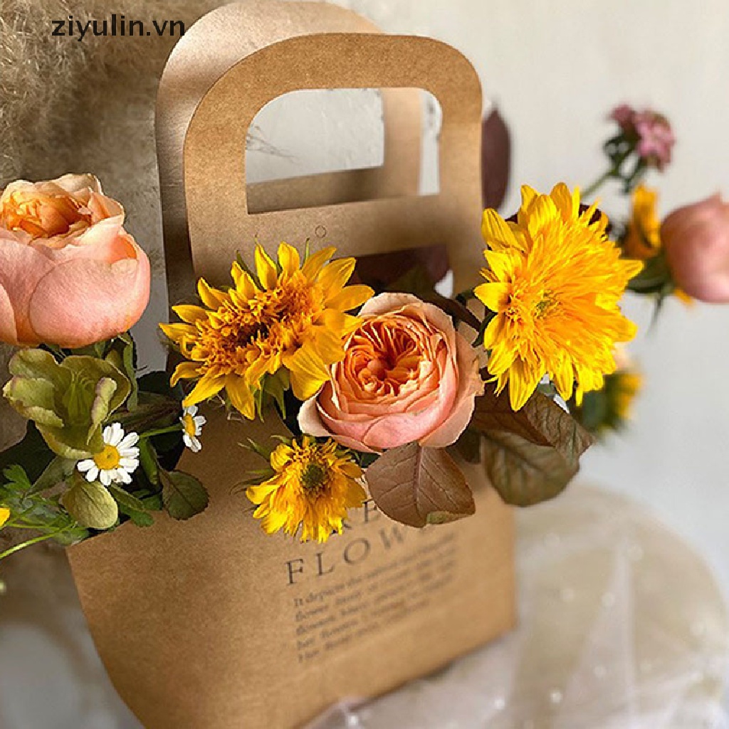 Túi giấy kraft đựng hoa làm quà tặng tiện dụng nhiều màu tùy chọn