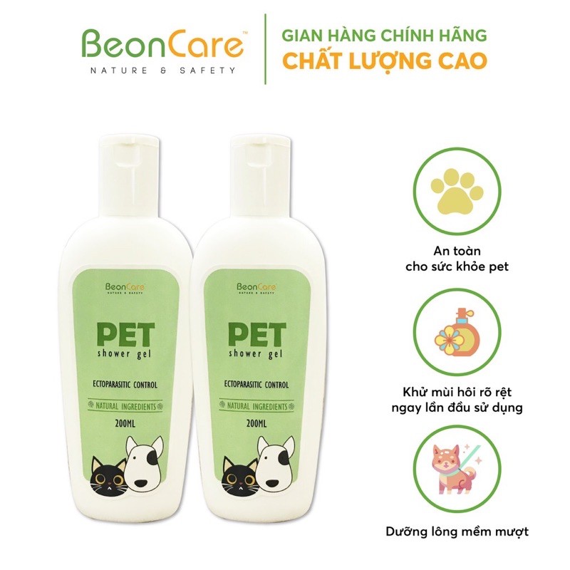 Sữa tắm thú cưng BeonCare hương nước hoa, khử mùi, dưỡng lông chai 200ml