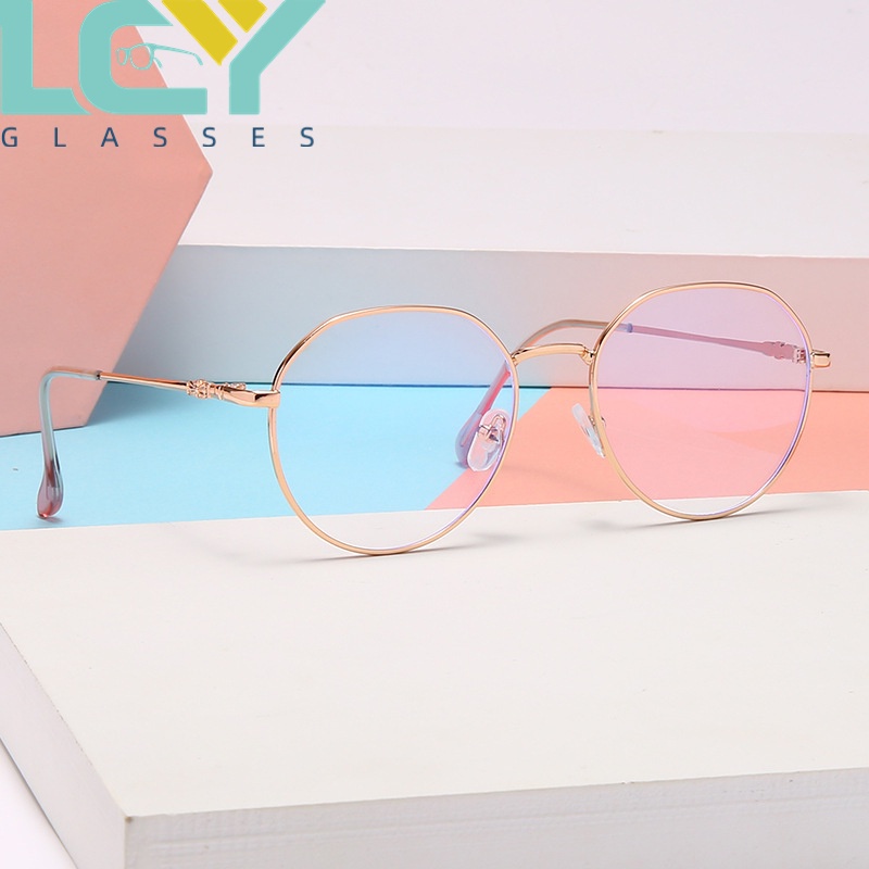 LCYY gọng tròn nhỏ chống ánh sáng xanh Kính thời trang nữ phiên bản Hàn Quốc 7712 (-0 ° -600 °) spot
