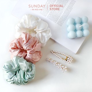 Set 3 Buộc Tóc Lụa Mulberry 100% Chống Xơ Rối Tóc  | Set Of 3 Mulberry Silk Scrunchie - SUNDAY