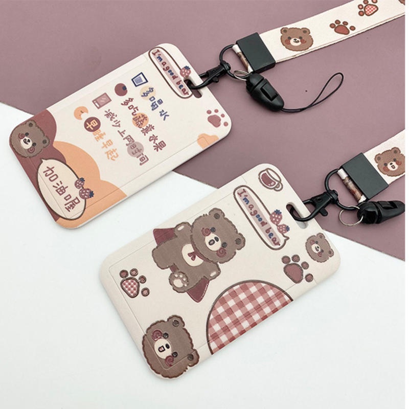 ⭐ iLado ⭐ thẻ đeo bảng tên gấu dễ thương dây buộc Dây Đeo Thẻ Học Sinh Bao Đựng Thẻ Dây đeo thẻ tên hoạt hình sinh viên cho nhân viên văn phòng Thẻ đeo bảng tên kèm dây kéo Dây Đeo Thẻ Dọc Cho Sinh Viên -Học Sinh Nguồn cung cấp Văn phòng Văn phòng phẩm