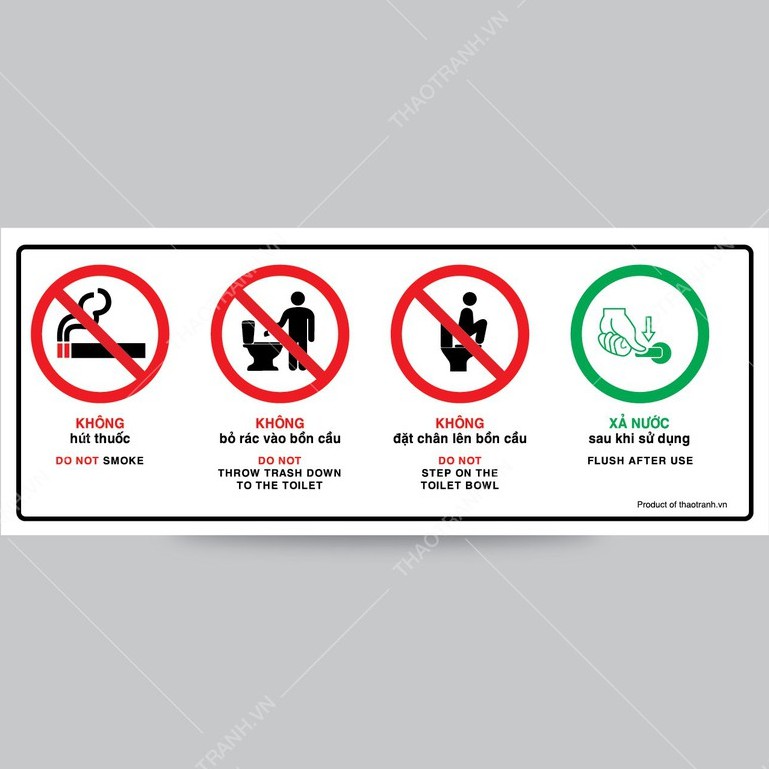 Biển Nhắc Nhở Trong Buồng Vệ Sinh - Decal Dán Tường, Dán Kính -Tem Cảnh Báo - Decal Cảnh Báo - Sticker Trang Trí