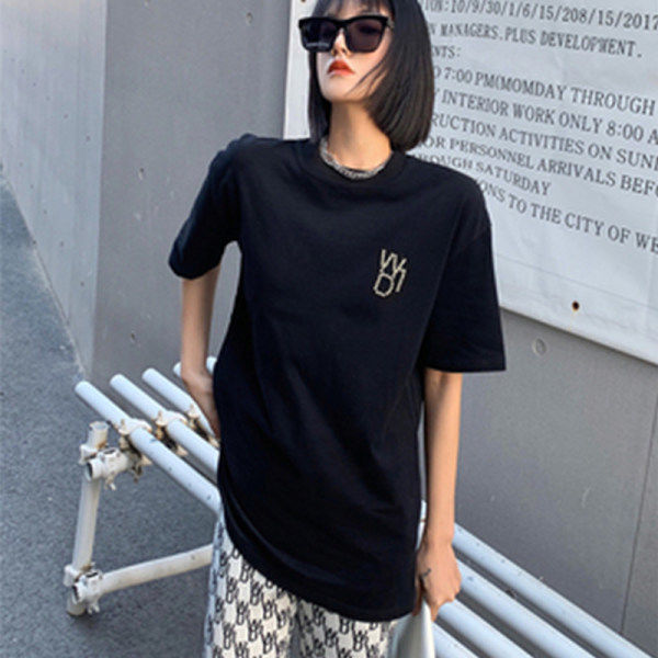 2021 New Summer Black Short Sleeve T-Shirt Women's English Alphabet Print Top