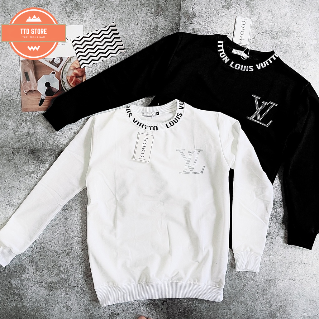 Áo nỉ sweater nam nữ dài tay phối dây cổ in họa tiết LV, in hình gấu moshino, burb, áo đôi nỉ thu đông giá tốt