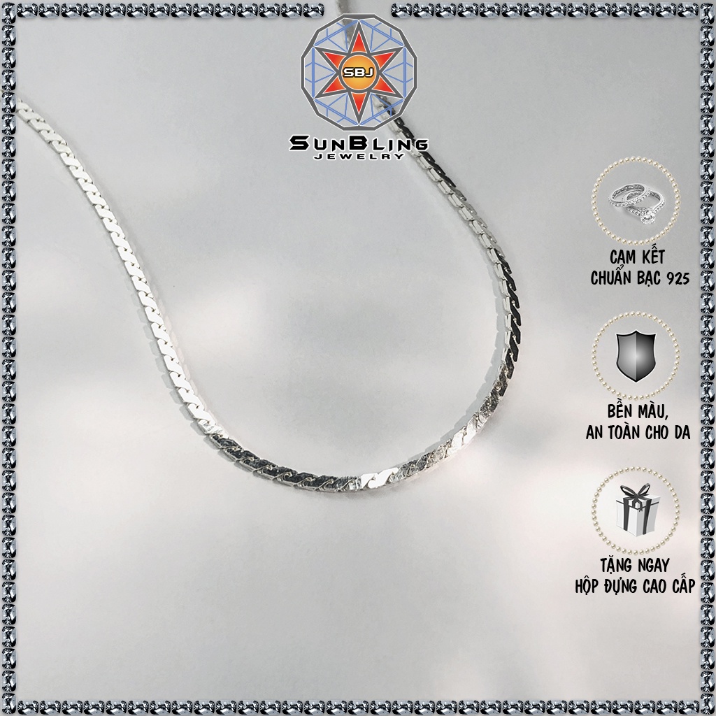 Dây chuyền bạc nữ SunBling chữ cong S hình mỏ vịt, vòng cổ bạc Ý kiểu MM, dây chuyền nữ 925 dài 45cm SB1149