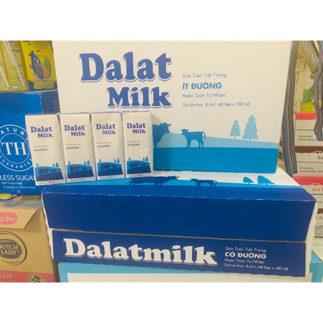 Thùng sữa tươi tiệt trùng Dalatmilk 180mlx48hộp