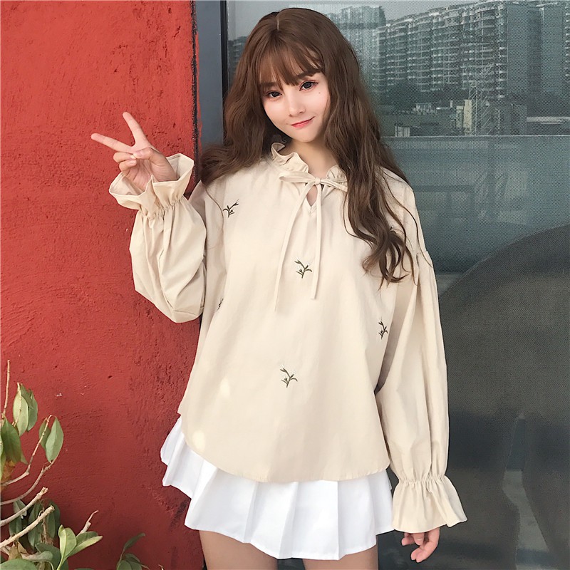 [ SẴN ] Áo thô tay bồng thêu hoa ulzzang | BigBuy360 - bigbuy360.vn