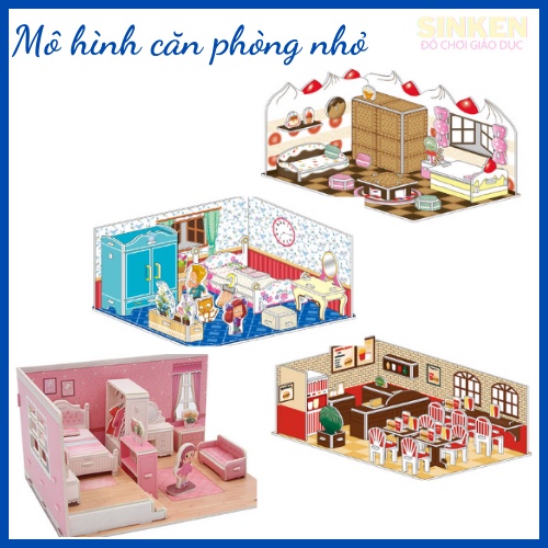 Đồ chơi lắp ráp Lego giấy, Bộ xếp hình trí tuệ, Mô hình Cửa Hàng, Phòng Ngủ