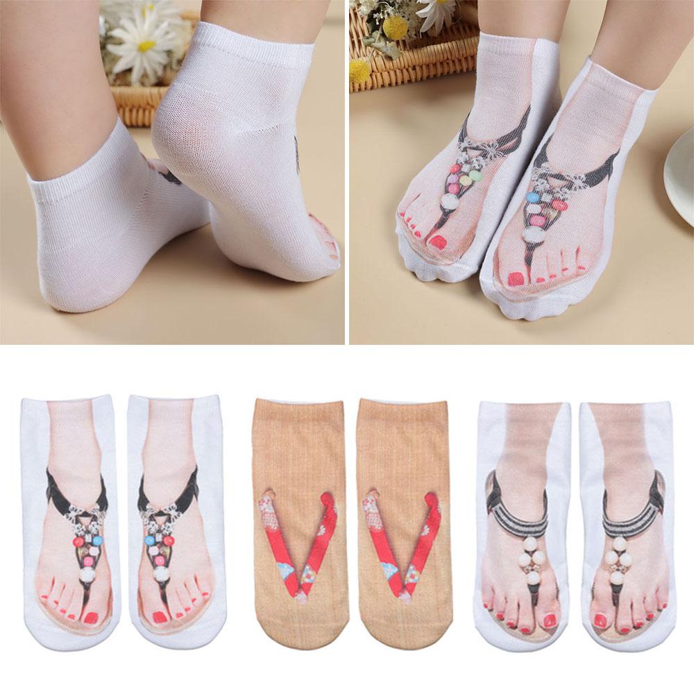 Vớ Cotton Mềm Mại Cổ Thấp In Họa Tiết Múa Ba Lê 3D