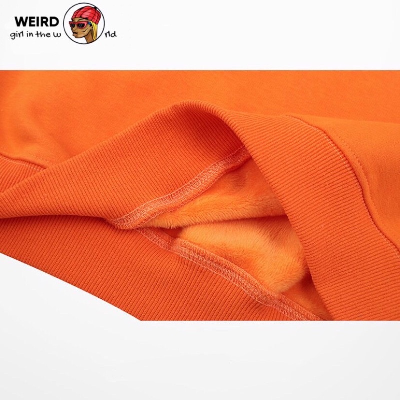 Áo sweater cô gái cầm điếu thuốc unisex nam nữ, form rộng nỉ bông lót lông streetstyle phong cách màu cam, áo nỉ dày đẹp | BigBuy360 - bigbuy360.vn