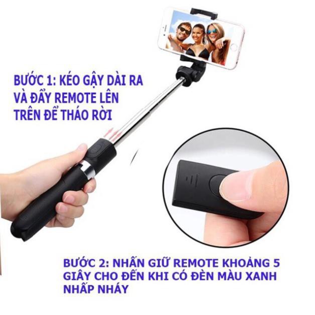 Shop Sbay DA NANG  Gậy Tự Sướng Bluetooth Selfie Stick Tripod L01 Có Chân Chụp Ảnh Cao Cấp màu đen