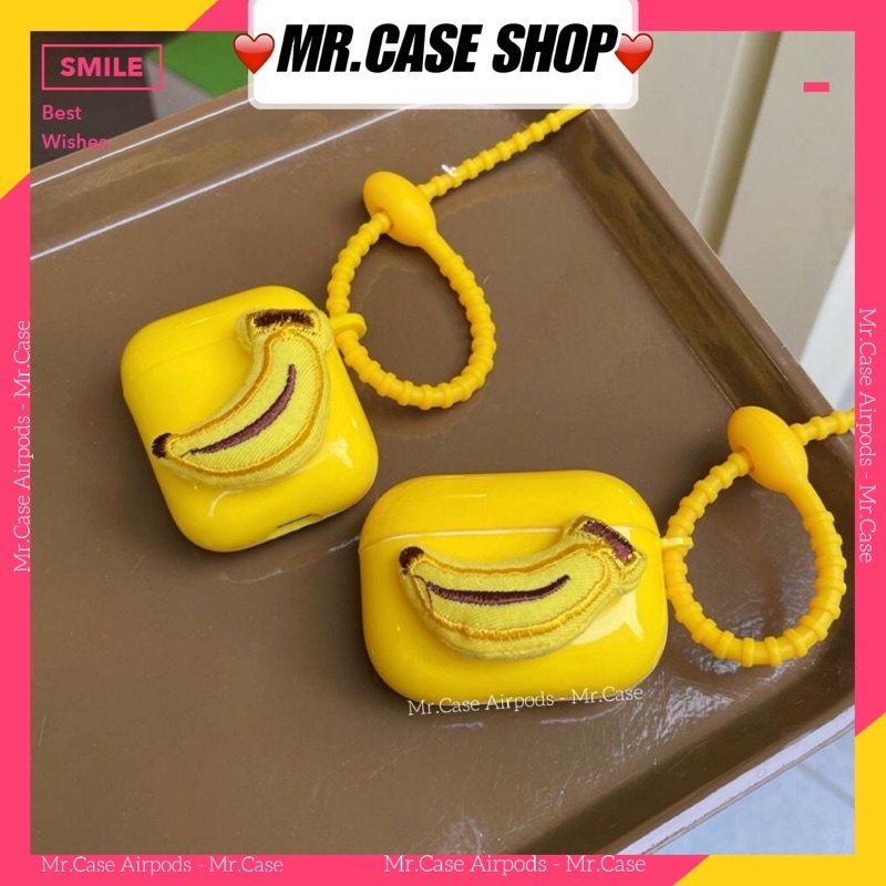 Case Airpods 1/2 Pro Vỏ Ốp Đựng Tai Nghe Hình Trái Chuối Vàng Silicon- Mr.Case Airpods