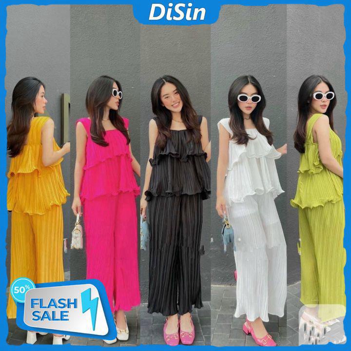 Set Bộ Tầng Dập Ly Áo Hai Dây Bản To Form Rộng Kèm Quần Dài Suông - Set Dễ Thương, Sang Chảnh - Hàng Chất Lượng