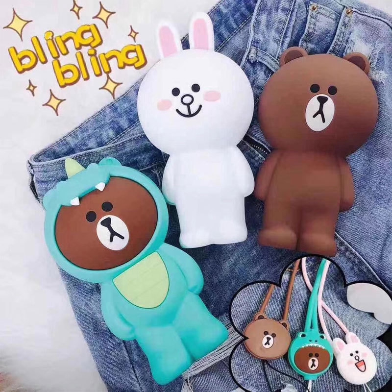 Túi đựng bút/mỹ phẩm hình gấu và thỏ hoạt họa phong cách Hàn Quốc