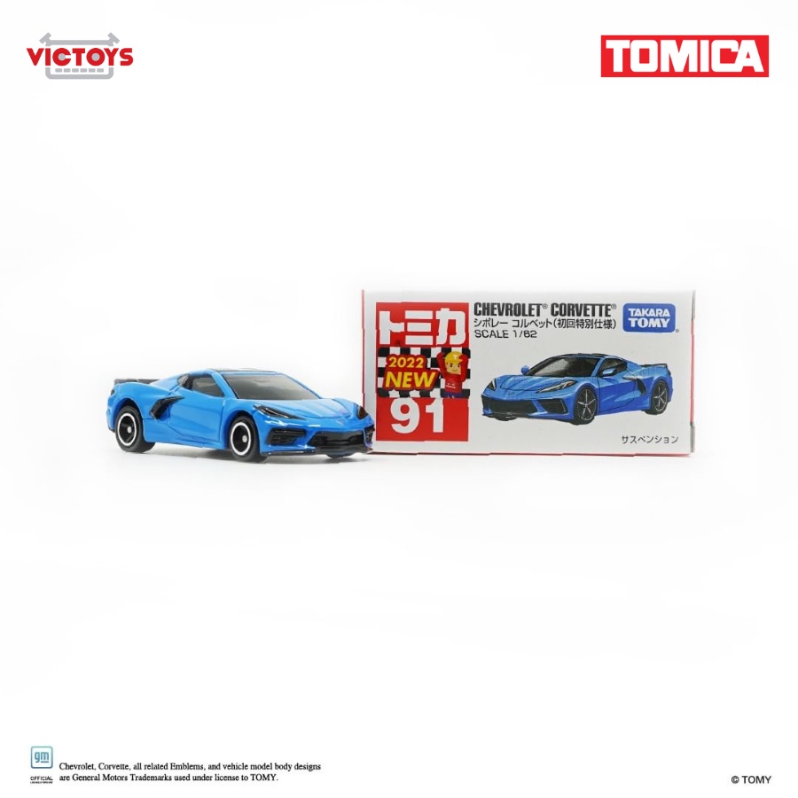 Xe mô hình Tomica No.91 Chevrolet Corvette 1st Blue 188056 Fullbox Chính Hãng Takara Tomy - Victoys