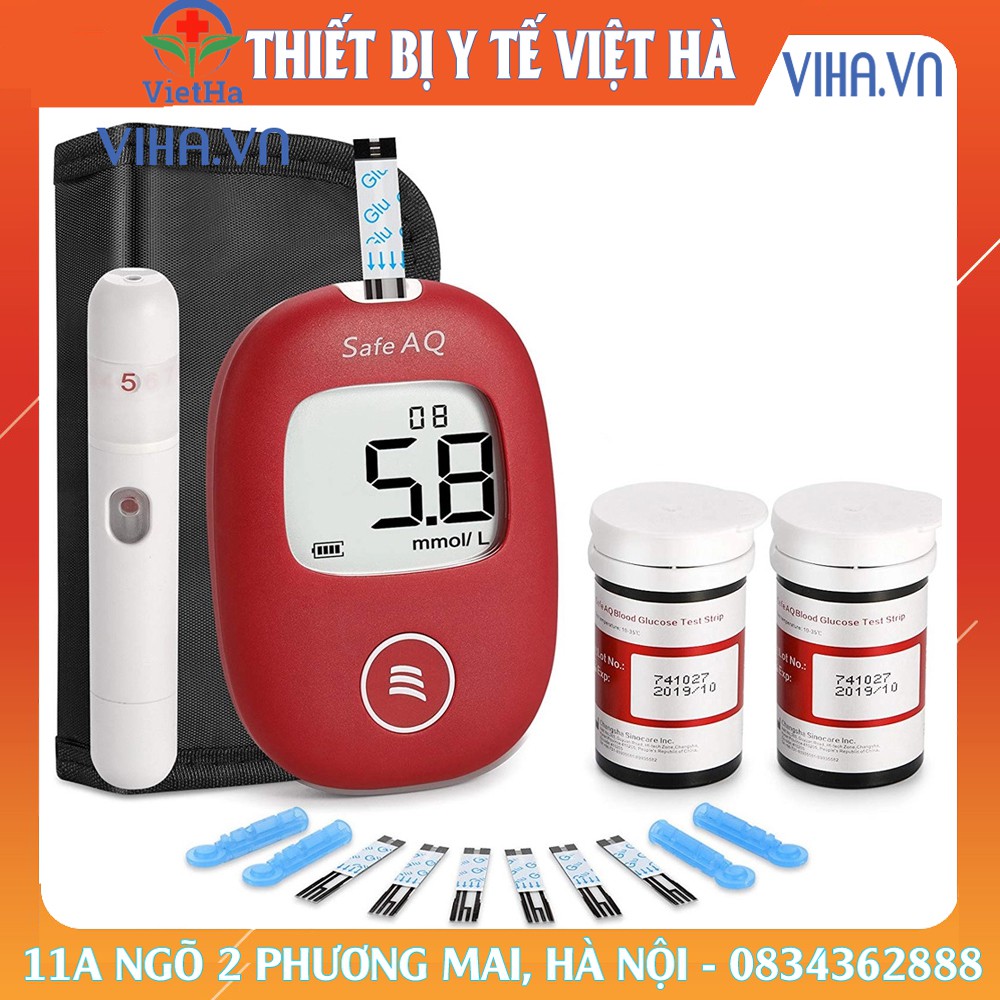 Máy đo đường huyết Sinocare Safe AQ + 50 que thử + 50 kim- thiết bị y tế việt hà