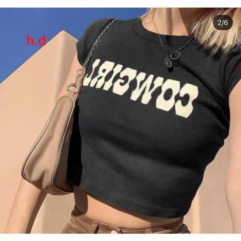 Áo Crotop COWGIRL cotton cực sexy Tay ngắn xinh xắn mẫu mới 2022 phong cách năng động dành cho Nữ