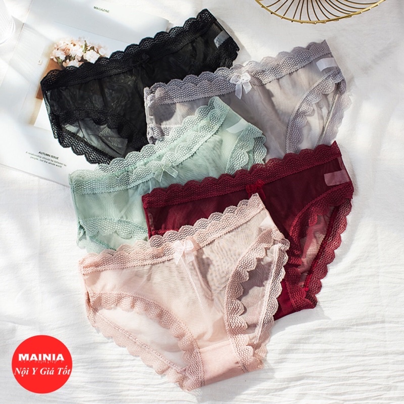 Quần Lót Ren Lưới Đính Nơ Xinh Xắn Dễ Thương Quần Chíp Nữ Sexy Quyến Rũ Hàng Cao Cấp Mềm Mại Mainia Shop