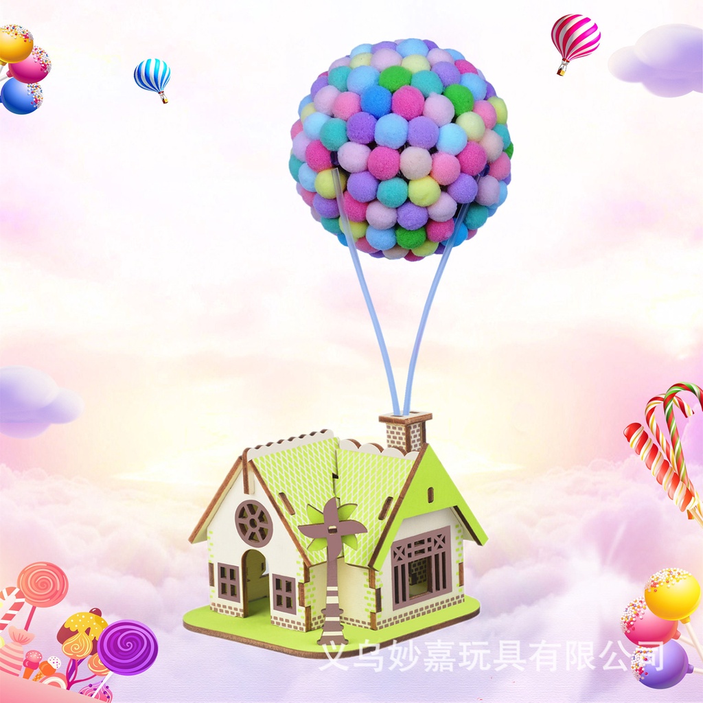 [Hàng Sẵn] Đồ Chơi DIY Lắp Ráp Ngôi Nhà Gỗ Bay Với Bong Bóng Màu Sắc