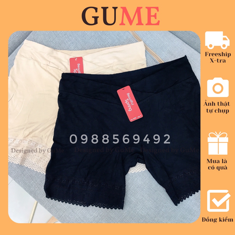 Combo 2c quần mặc trong váy dành cho bà bầu cạp V, chất liệu cotton cao cấp phối gấu ren GuMe