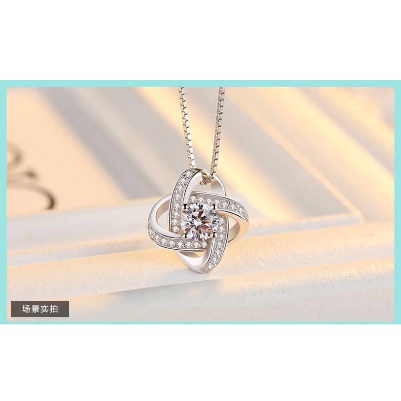 Mặt Dây Chuyền Cỏ Bốn Lá Đính Đá zircon Phong Cách Hàn Quốc