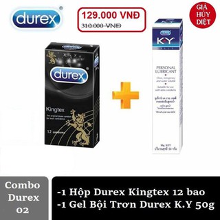 Bao cao su durex kingtex 12s + gel durex ky