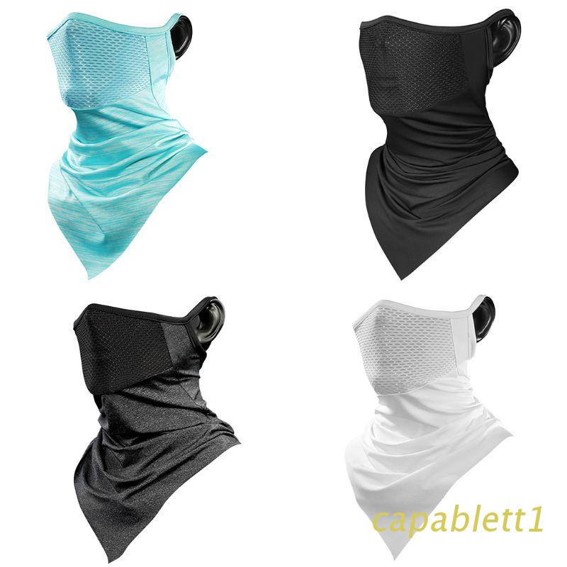 Khẩu trang che nửa mặt bằng vải lụa lạnh hình tam giác phối lưới thoáng khí bảo vệ chống tia UV
