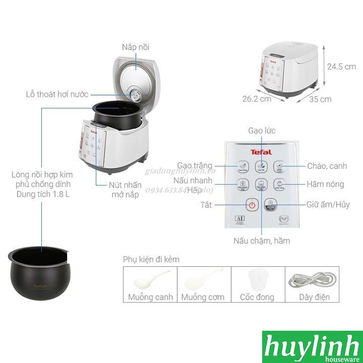 Nồi cơm điện tử Tefal RK732168 - 1.8 Lít - Nồi niêu