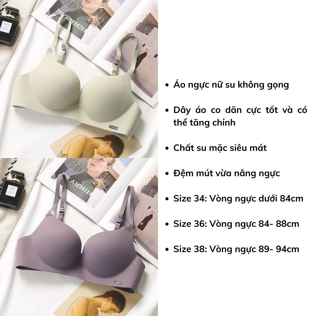Áo ngực không gọng đúc su mềm mại thoáng mát, Áo lót nữ đệm mút nâng ngực tạo khe sexy gợi cảm LANIXA A560
