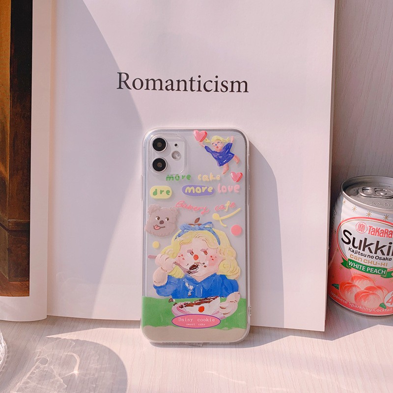ốp iphone 11 Ốp iphone  Ốp lưng Iphone 11 Ốp lưng iphone  Ốp lưng silicon Ốp iphone 12 pro max  Ốp iphone 12 mini Ốp điện thoại hình cô gái ăn bánh cho for iPhone11/11Pro 11pro Max X XR XS XS MAX 7 8 plus SE 12 pro max 12 mini