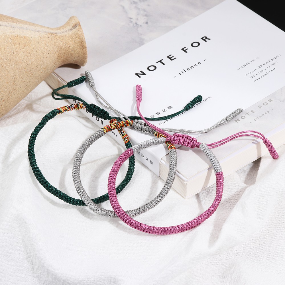Vòng tay dây bện may mắn phong cách phật giáo cho nam và nữ
