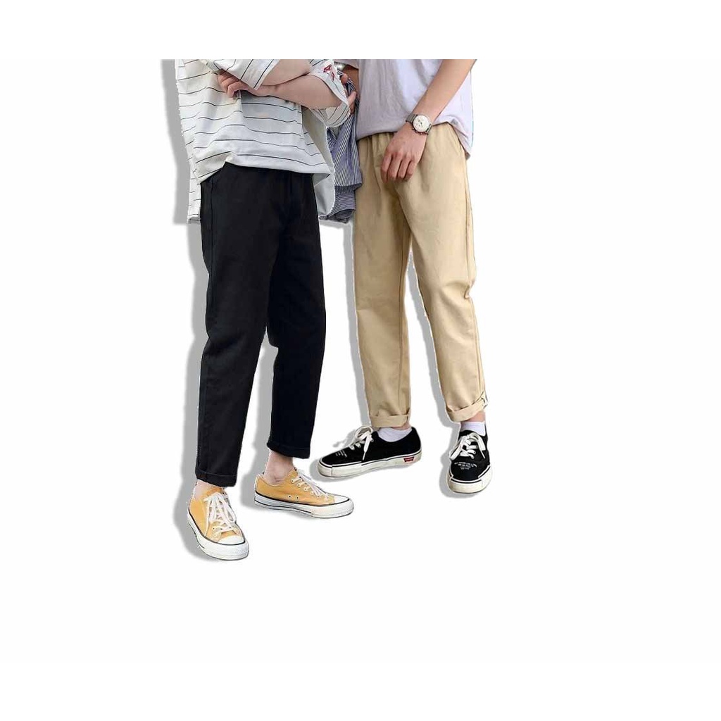 Quần ống suông Nam Nữ Unisex, kiểu quần baggy cạp chun có dây rút điều chỉnh eo chất vải dày dặn không nhăn M01