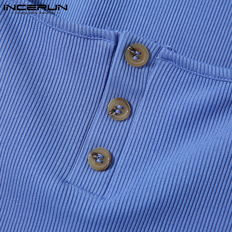 Áo ba lỗ nam INCERUN không tay phối nút màu trơn thường ngày mùa hè có 2 màu