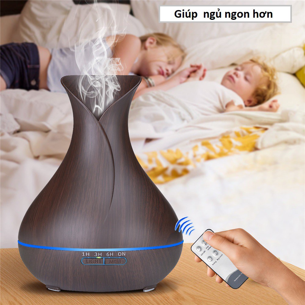 Máy xông tinh dầu phòng ngủ Tulip 550ml - AROMA DIFFUSER chính hãng - kèm remote