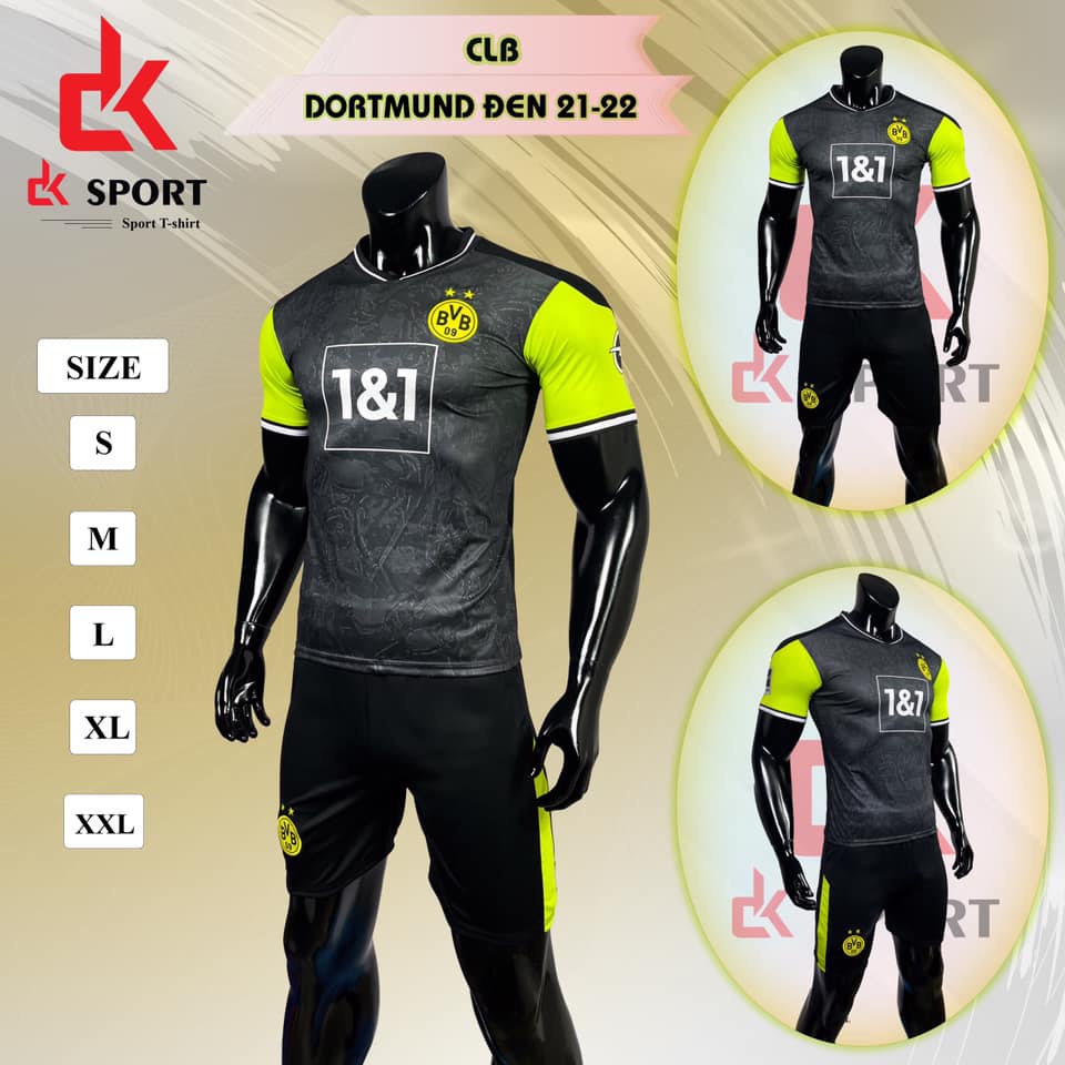 Bộ quần áo thể thao,bộ áo bóng đá,đá banh CLB Dortmund 21/22 vải thun Thái,hàng chất lượng cao,mặc mát,thấm hút mồ hôi.