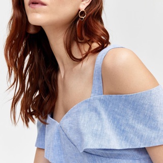 Đầm linen vai bẹt