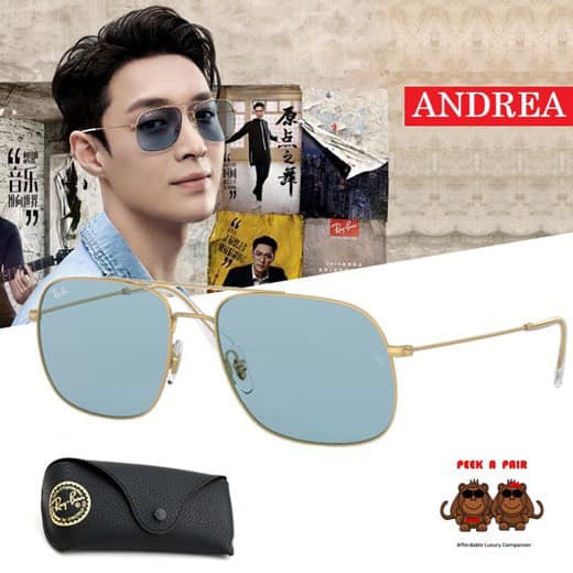 Kính mát Rayban RB3595 901380 mắt xanh, viền kim loại vàng ⚜️Hàng Authentic⚜️