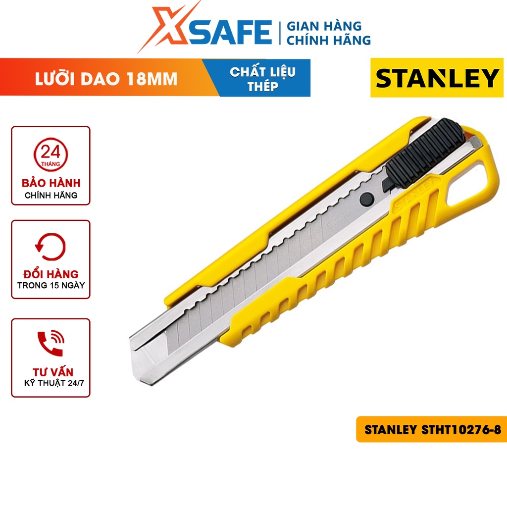 Dao rọc giấy STANLEY STHT10276-8 18mm khóa tự động, thân nhựa ABS rắn chắc chịu lực - chính hãng