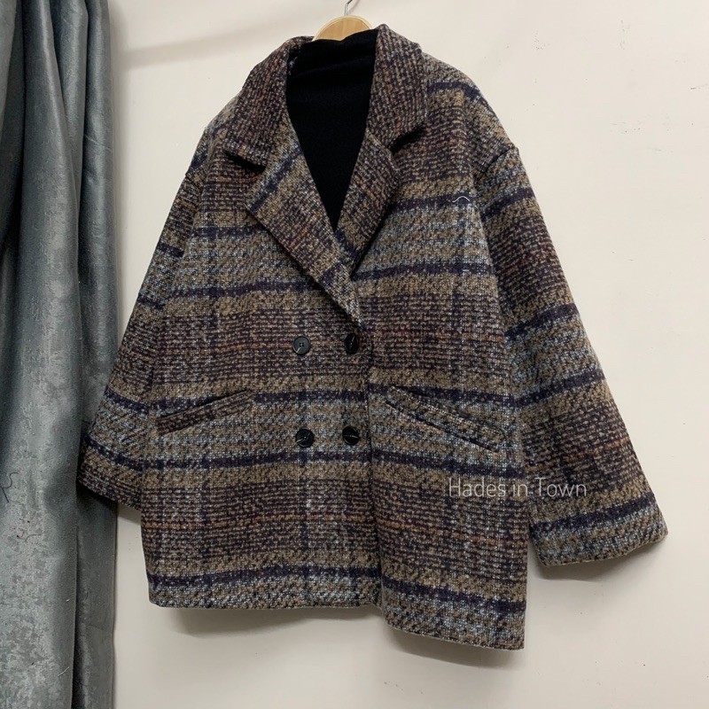 áo khoác dạ blazer kẻ siêu dày