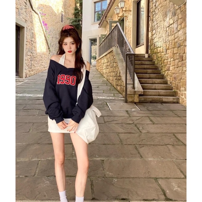 [Order]Set Áo Sweater Cổ V Form Rộng + Đầm Body Trắng Cá Tính | BigBuy360 - bigbuy360.vn