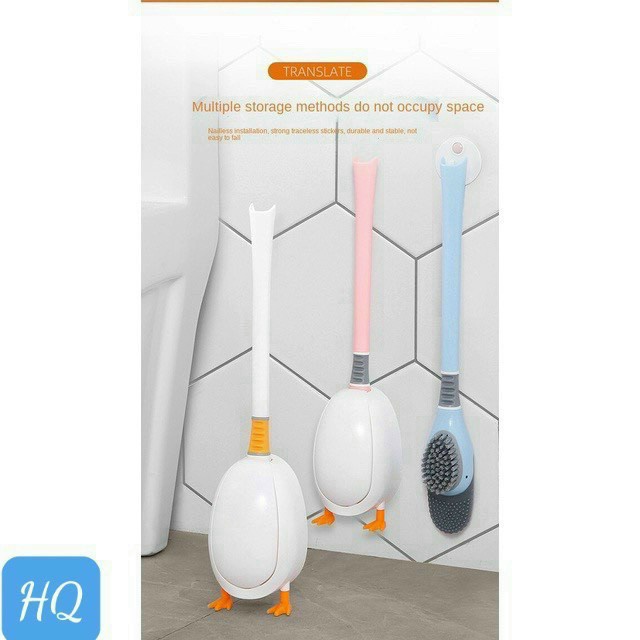 Bàn Chải Vệ Sinh Toilet Gắn Tường, Cọ Bồn Cầu Bằng Silicone Hình Chú Vịt Hèm Hộp Đựng Tiện Dụng Đáng Yêu