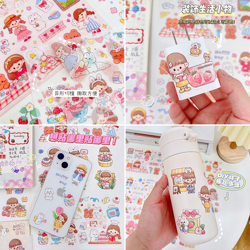 Sticker Momo Set 10 Tờ Kích Thước 9 x 13cm Đáng Yêu Cho Bé