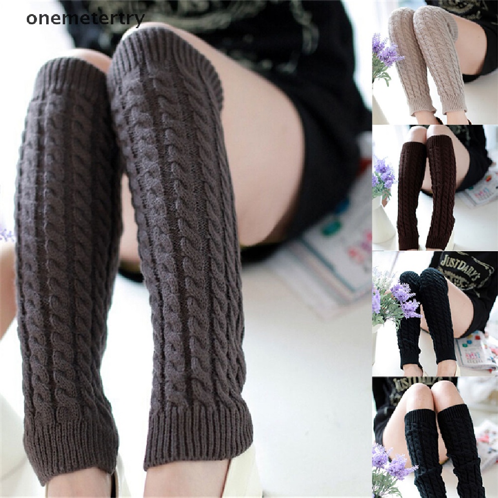 Tất ống đan len giữ ấm chân thời trang cho nữ