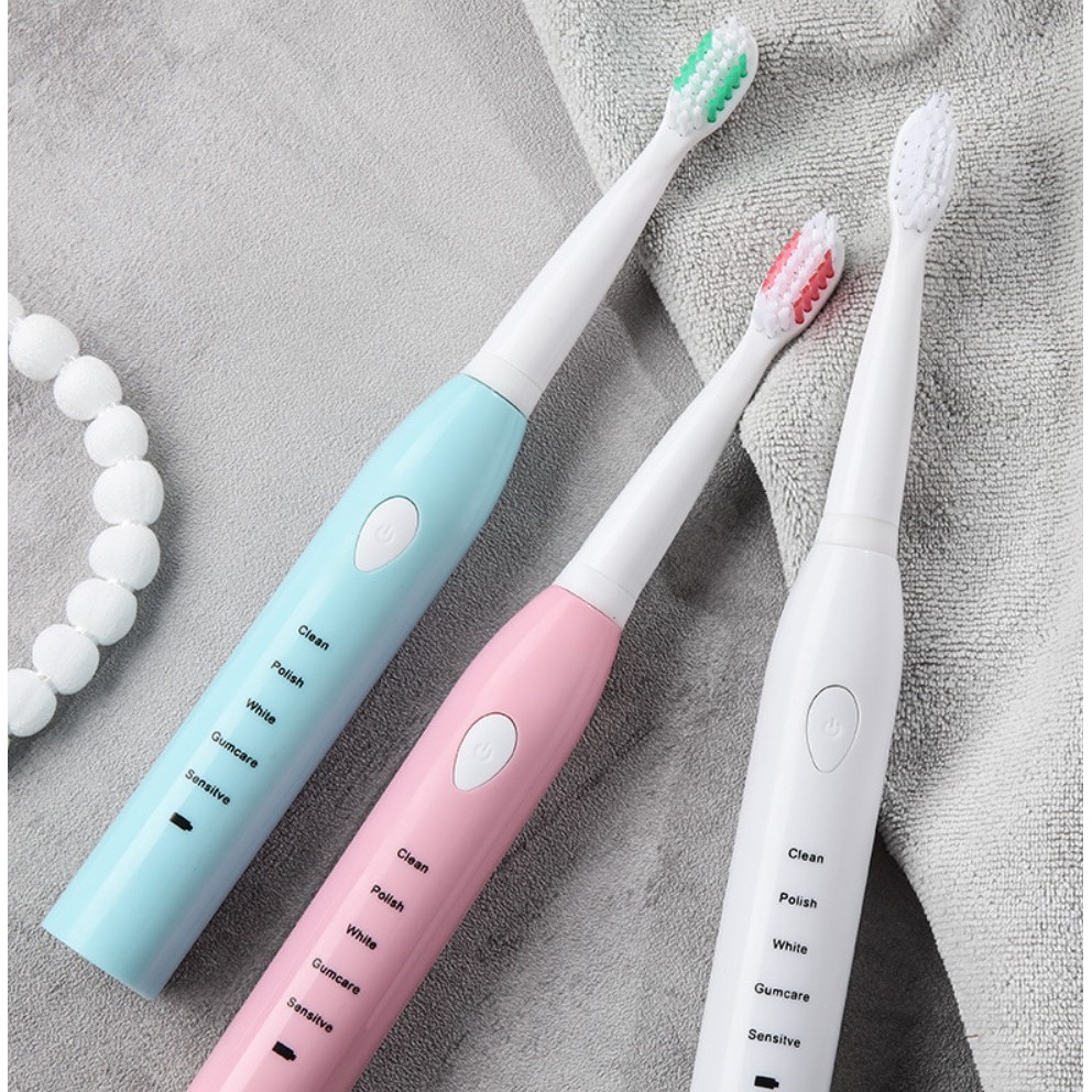 Bản chải điện tự động đánh răng dùng sạc pin với 5 cấp độ tặng thêm 4 đầu chải thay phù hợp cho cả trẻ em và người lớn | BigBuy360 - bigbuy360.vn