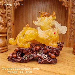 Tỳ Hưu Phong Thủy màu vàng ngang 27cm