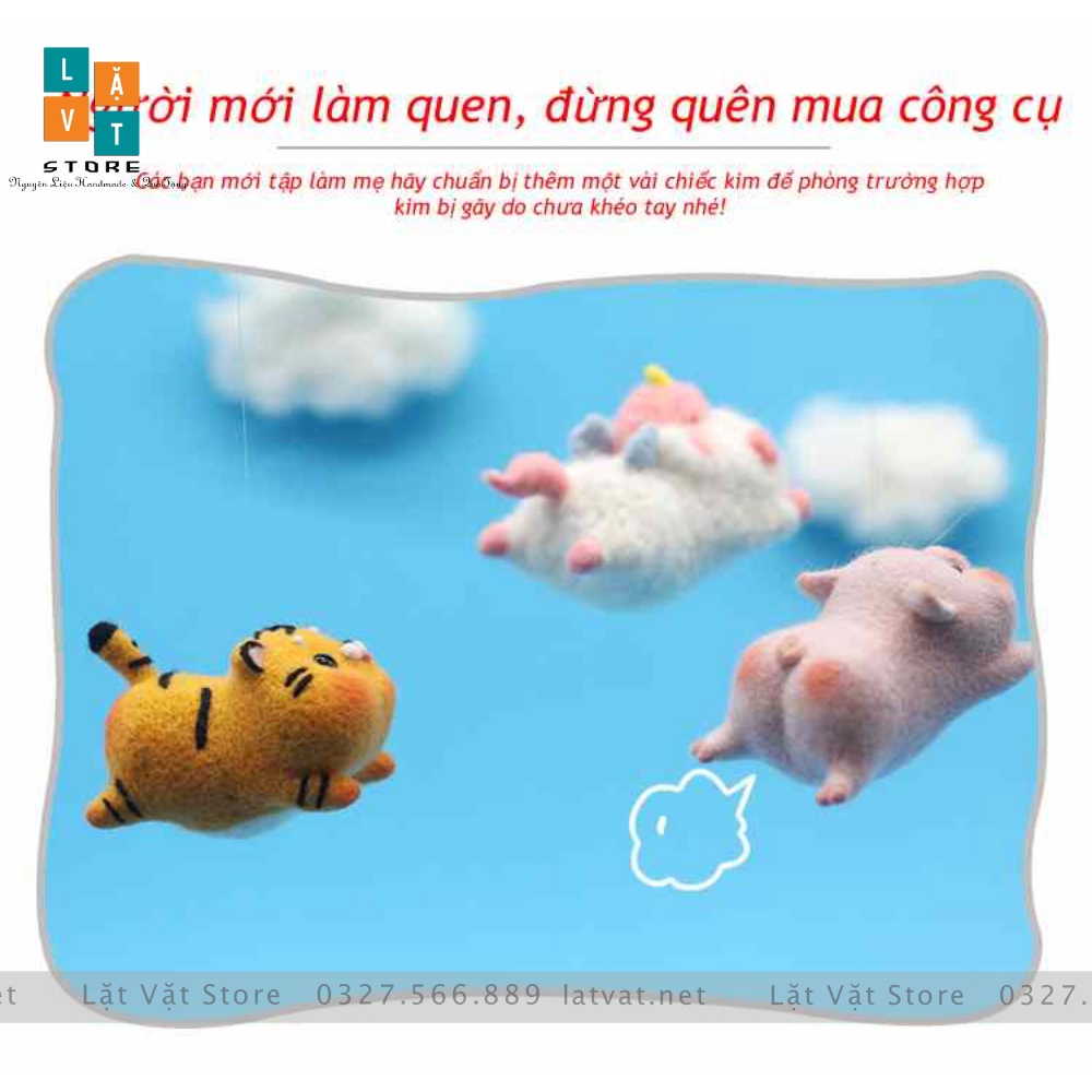 Bộ len chọc Siêu Nhân Thú Cưng, len chọc heo, kỳ lân, corgi, hổ du hành, làm móc khoá từ len, đồ handmade, quà tặng